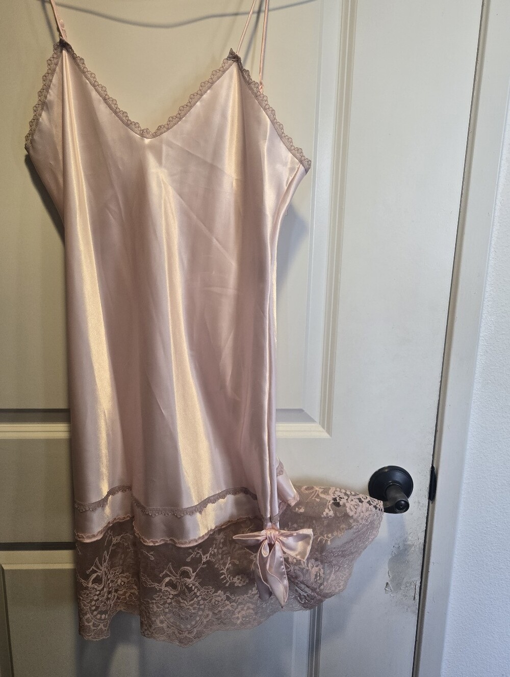 Silky Lace Trim Slip Dress - Blush Pink